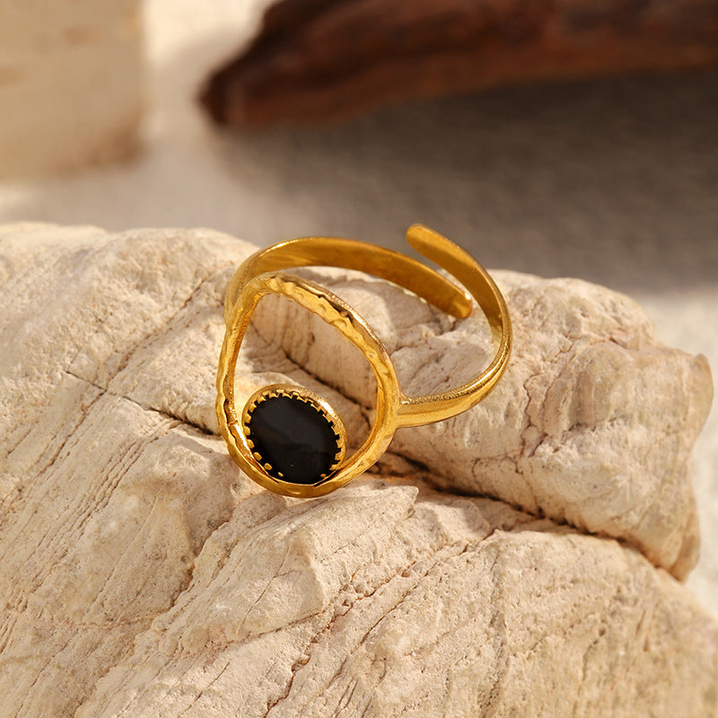 Geometric Open Rings For Women In Gold, Waterproof Non Tarnish Titanium Steel