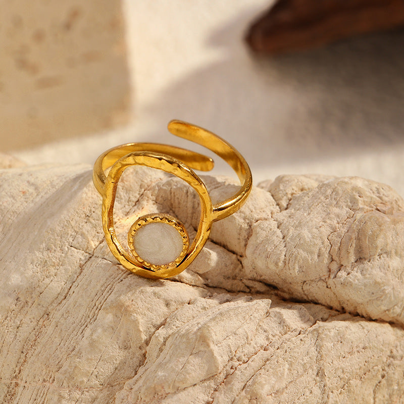 Geometric Open Rings For Women In Gold, Waterproof Non Tarnish Titanium Steel