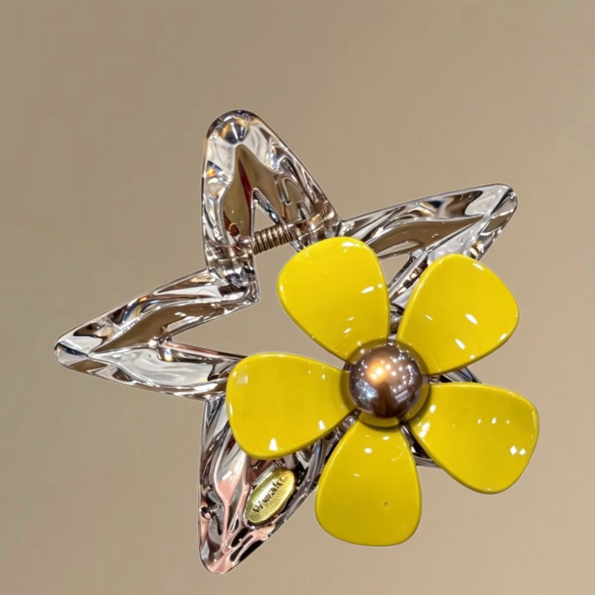 New Style Flowers Hair Claw For Women In Natural Pink With Rhinestones, Made Of Mixed Materials Hairpin