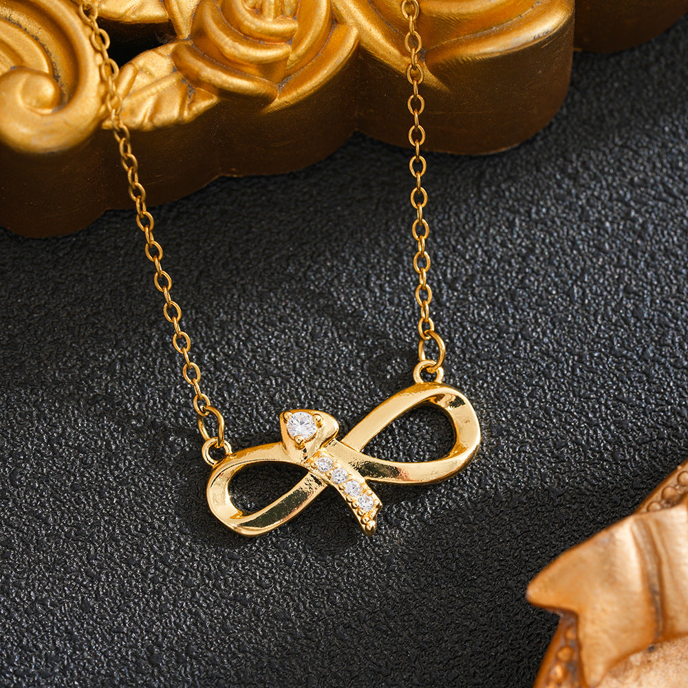Heart Shape Necklace For Women In 18K Real Gold Plated Titanium Steel With Zircon Inlay And Cable Chain