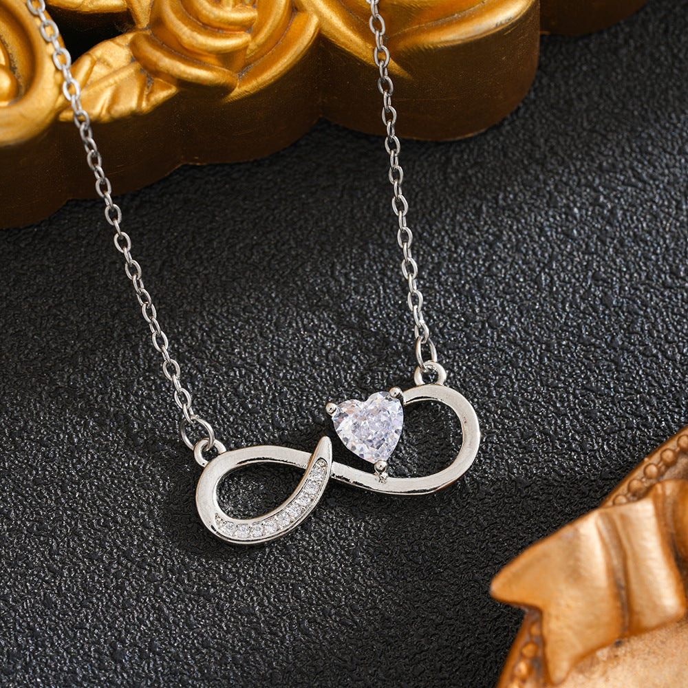 Heart Shape Necklace For Women In 18K Real Gold Plated Titanium Steel With Zircon Inlay And Cable Chain