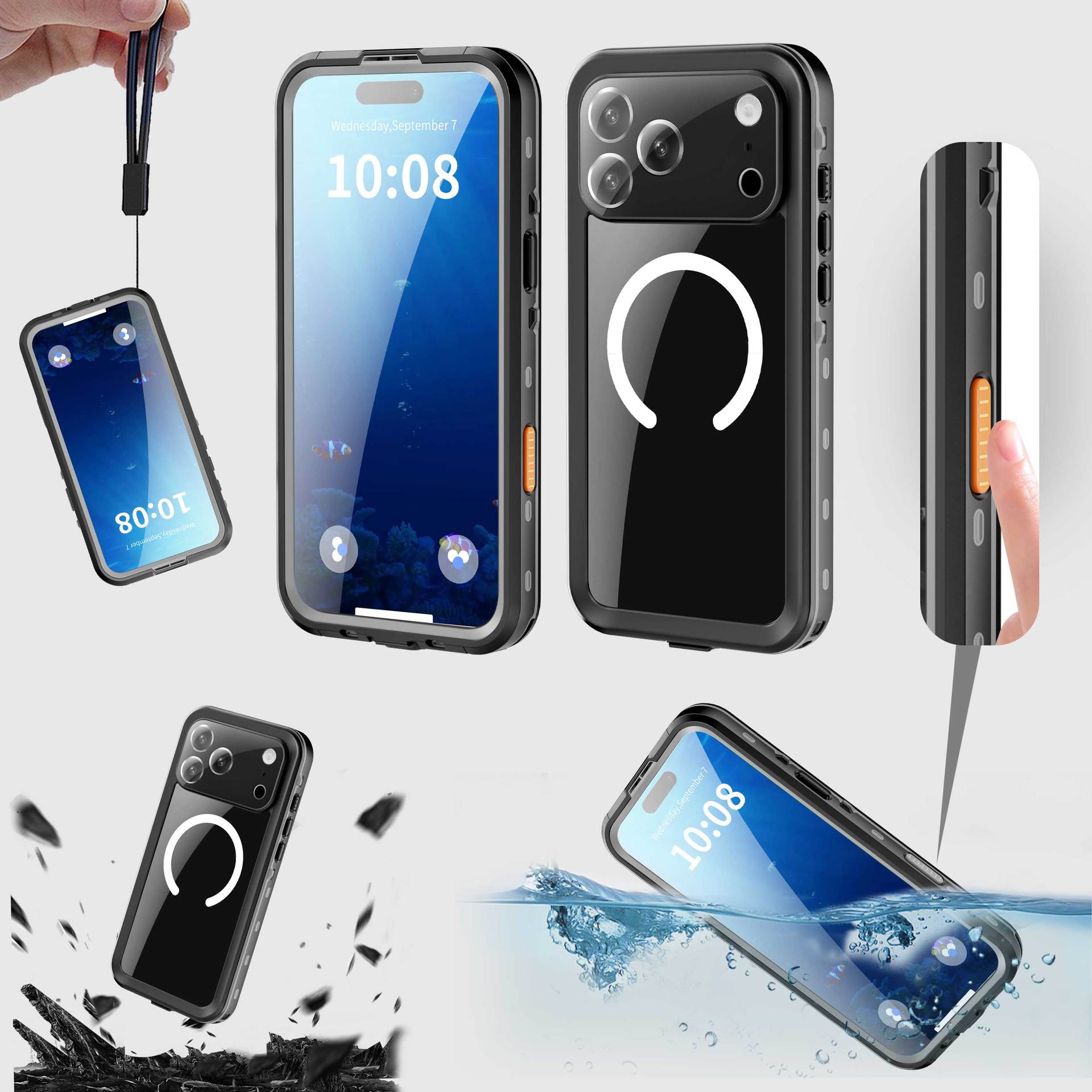 Fruit Pattern TPU Phone Case In Dyed Black For Apple IPhone Protection