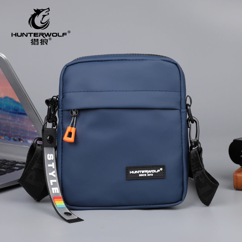 Men's Solid Color PU Leather Crossbody Bag With Ornament And Sling Strap, Perfect For Autumn