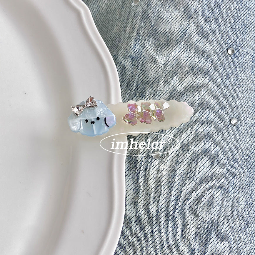 Cartoon Style Cat Hairpin For Women In Ombre Color Featuring Acetic Acid Sheets With Rhinestone Inlay