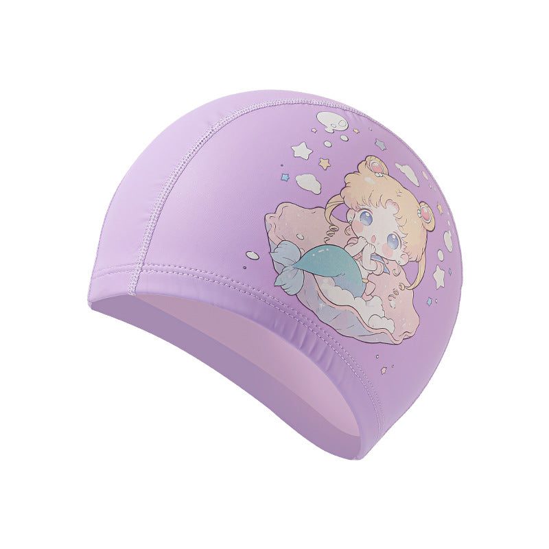 Cute Cartoon Letter Pu Leather Swimming Cap Swimming Accessories 1 Piece