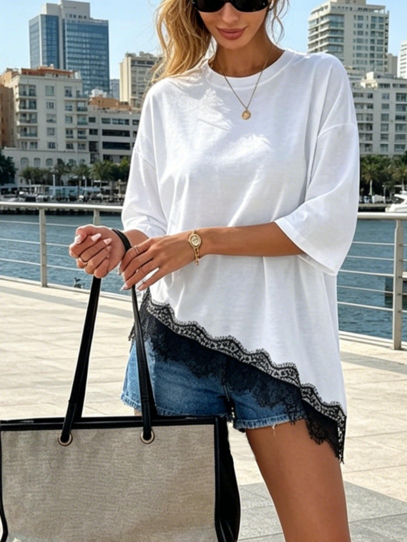 Leopard Print Casual Short Sleeve T-shirt In Polyester Fabric Featuring Printing Technique