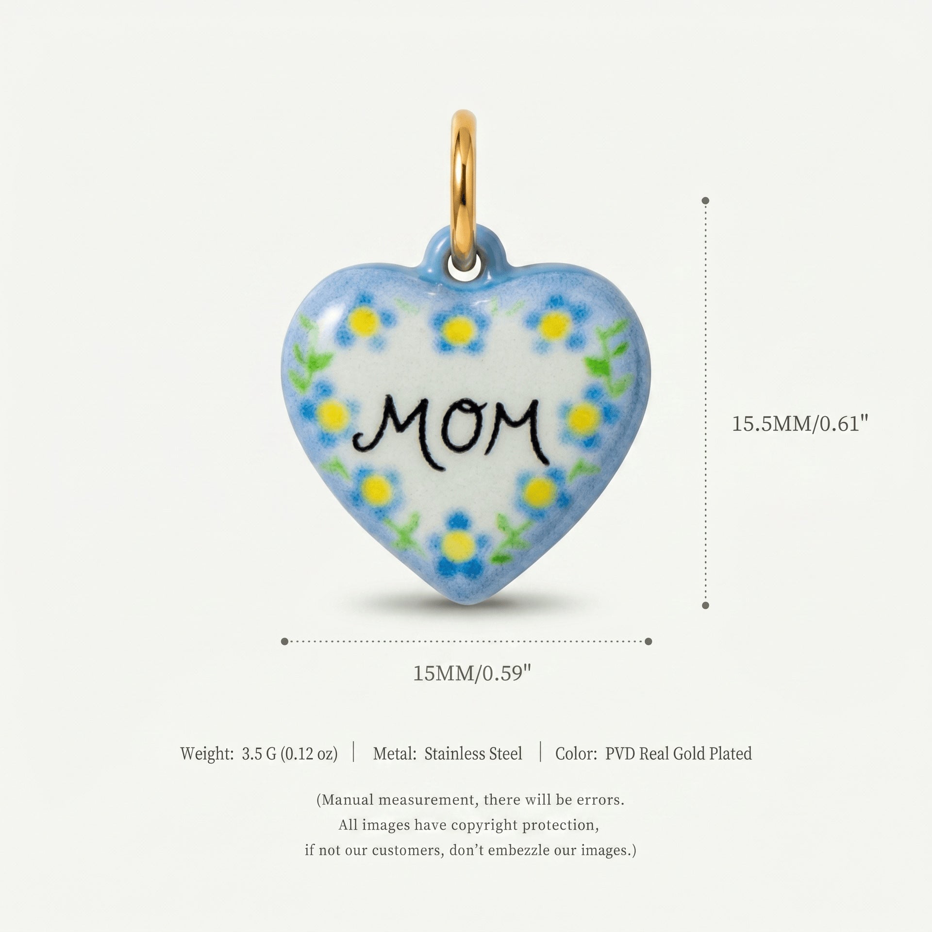 Heart Shape Cartoon Style Pendant In Metal With Zircon Inlay, PVD Coated And 18K Real Gold Plated Finish