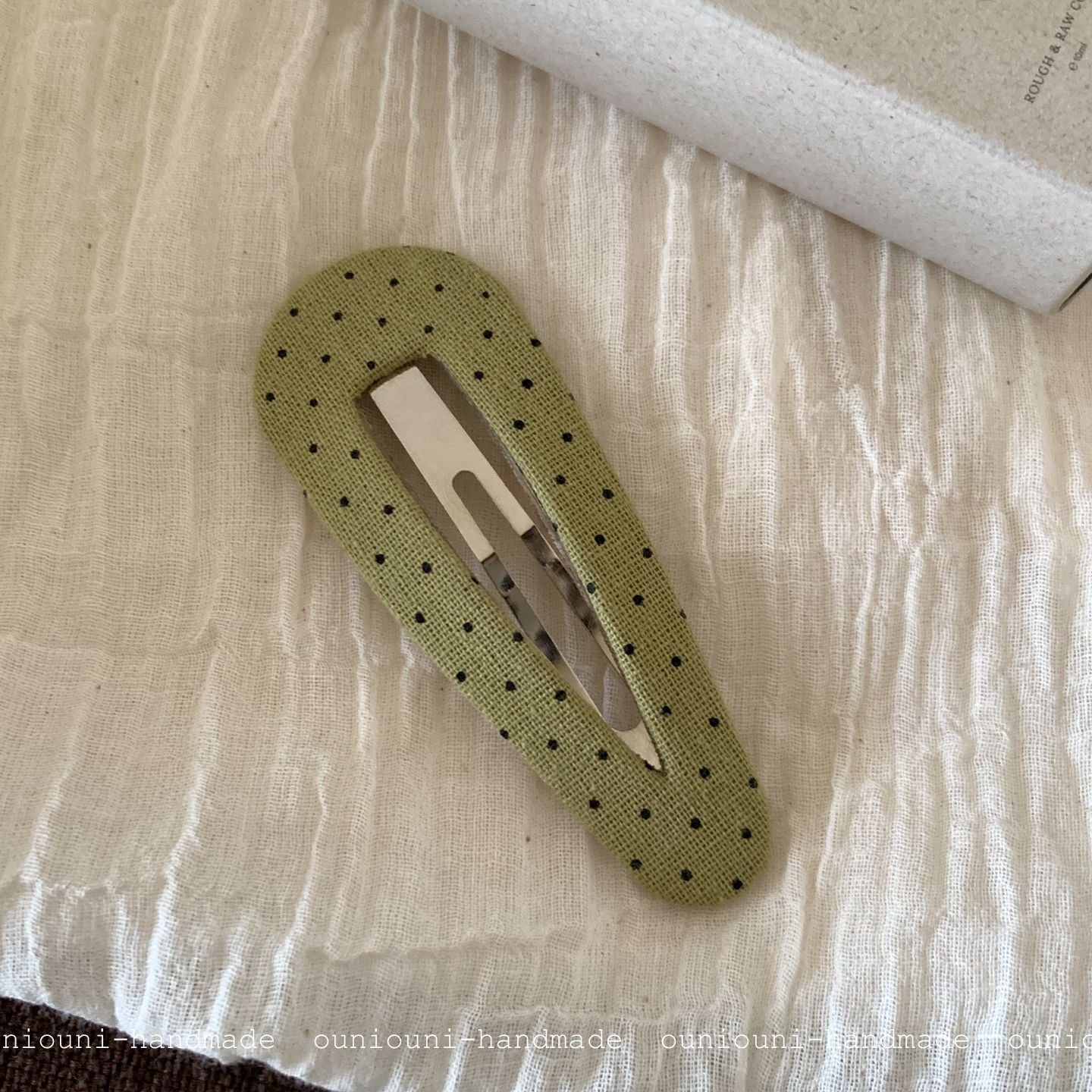 New Style Polka Dots Hairpin For Women In Green, Summer Accessory Made Of Cloth