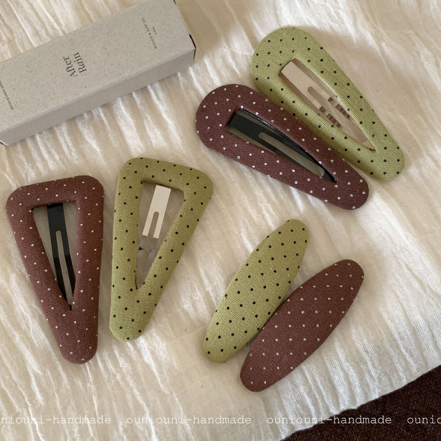 New Style Polka Dots Hairpin For Women In Green, Summer Accessory Made Of Cloth