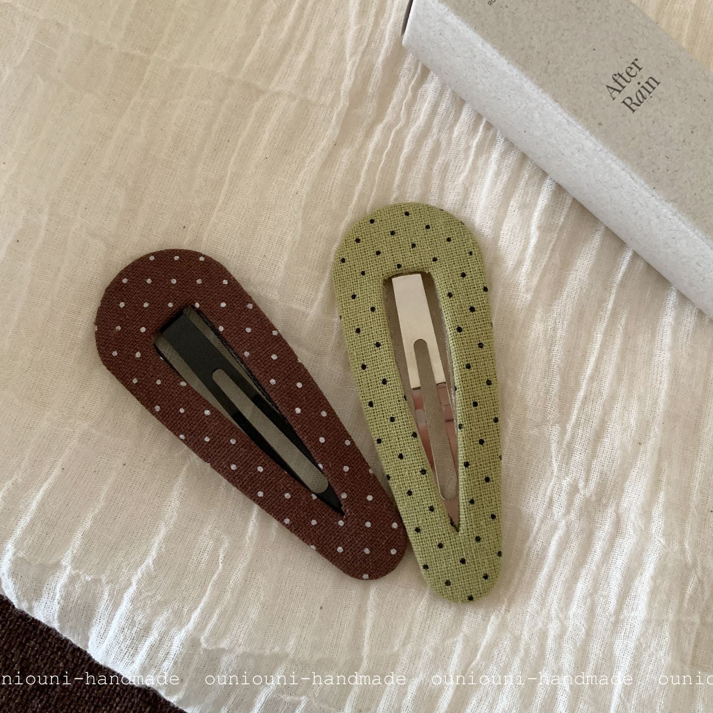 New Style Polka Dots Hairpin For Women In Green, Summer Accessory Made Of Cloth