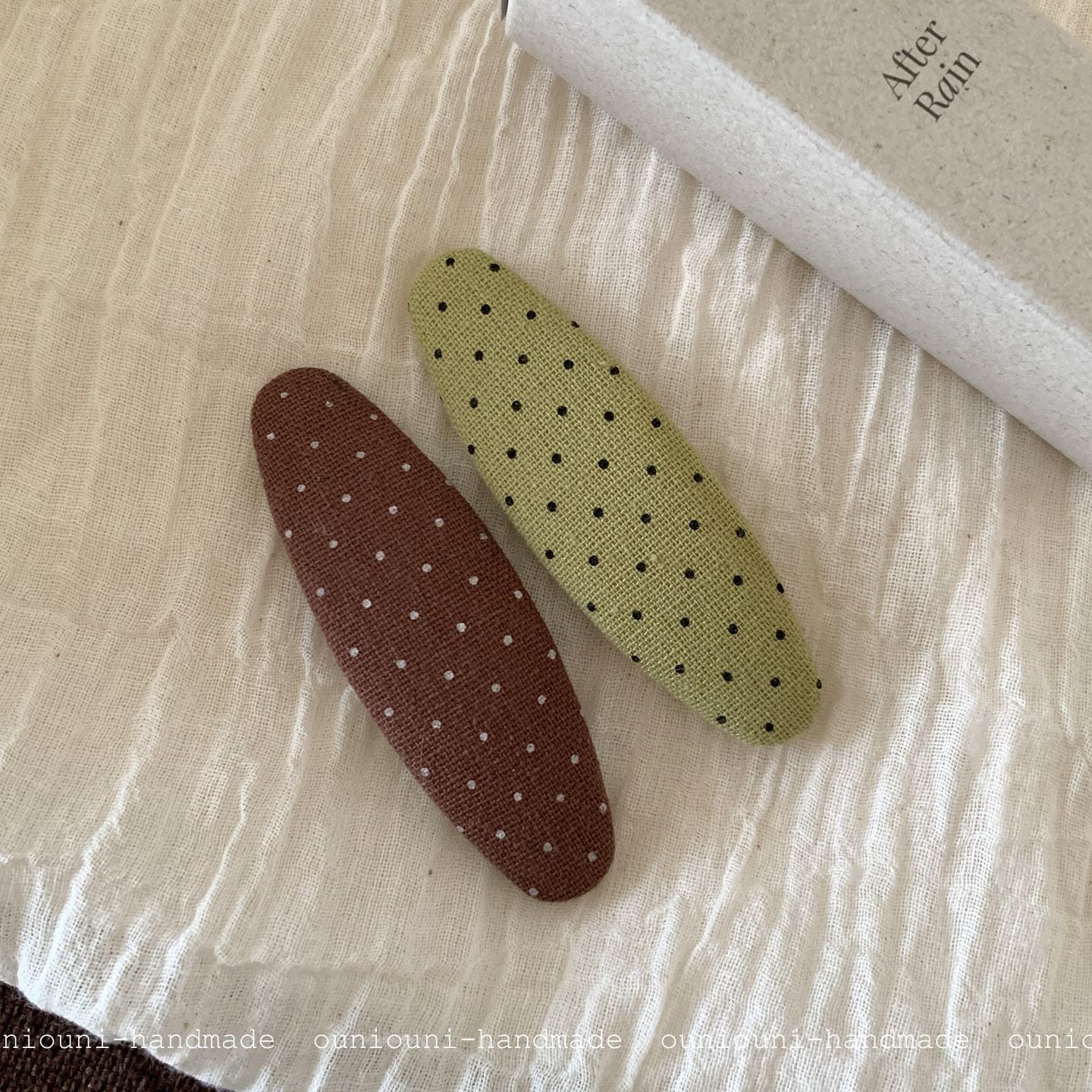 New Style Polka Dots Hairpin For Women In Green, Summer Accessory Made Of Cloth