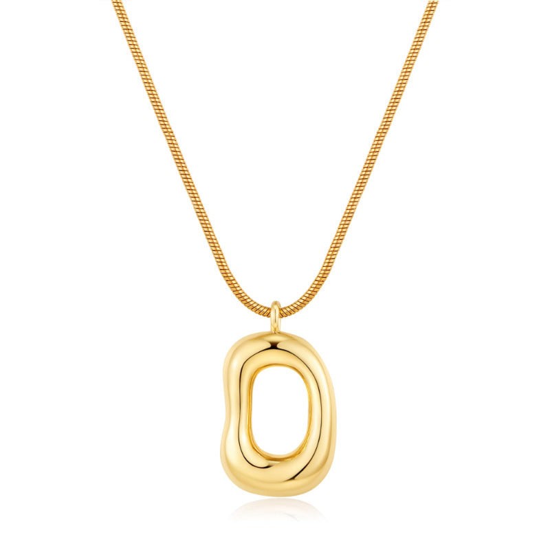Oval Gold Necklace For Women Featuring Electroplated Copper Pendant