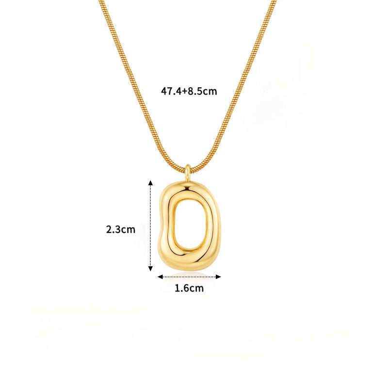 Oval Gold Necklace For Women Featuring Electroplated Copper Pendant