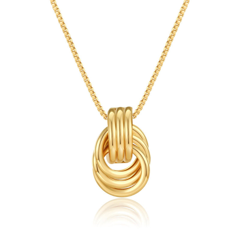 Oval Gold Necklace For Women Featuring Electroplated Copper Pendant