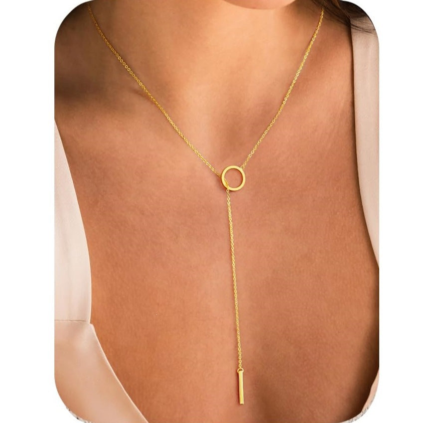 Oval Gold Necklace For Women Featuring Electroplated Copper Pendant