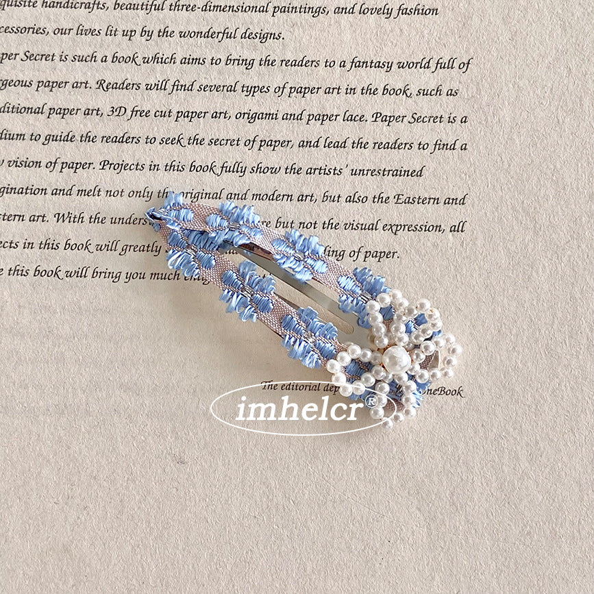 French Style Flowers Hairpin For Women With Mixed Materials Featuring Beads In Colour