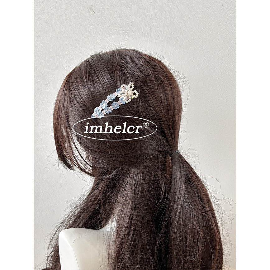 French Style Flowers Hairpin For Women With Mixed Materials Featuring Beads In Colour