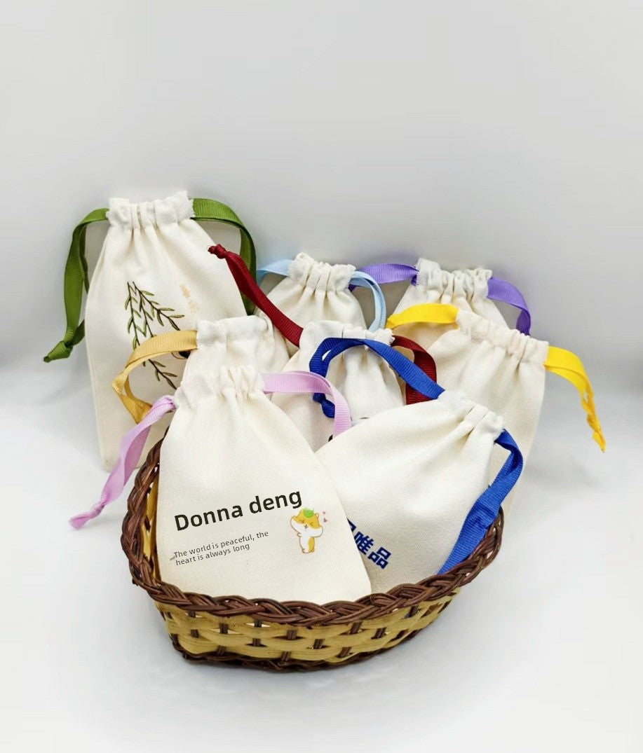 Cotton Jewelry Packaging Bags With Drawstring, Purple Gift Wrapping Supplies For Parties