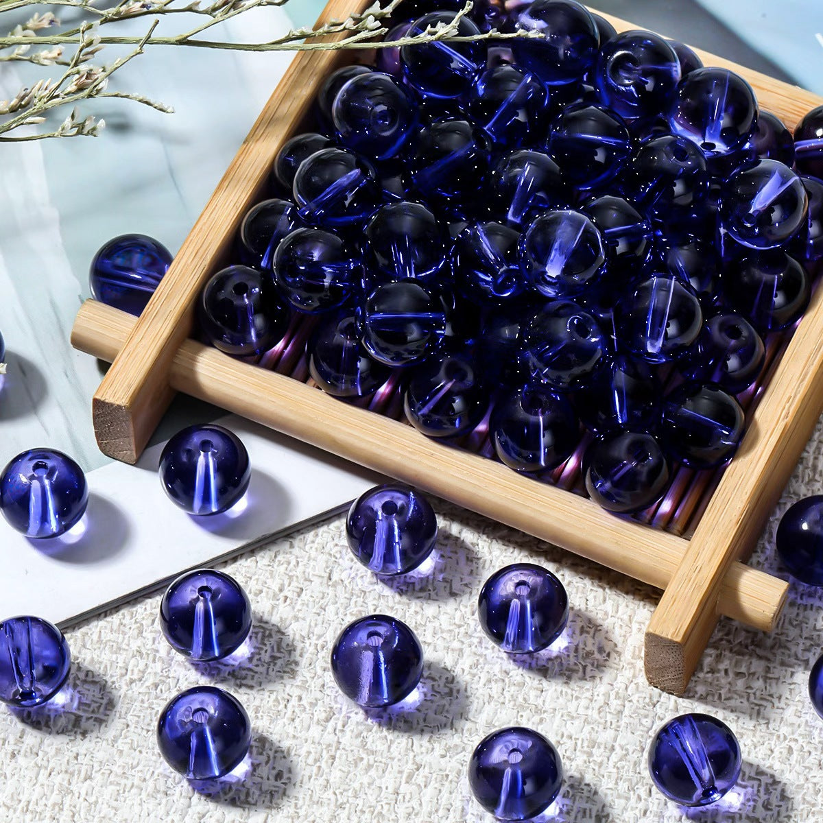 Colorful Transparent Glass Beads Ice Clear Round Loose Beads For DIY Jewelry Accessories Bracelet Material Sweet Style Painted Ball