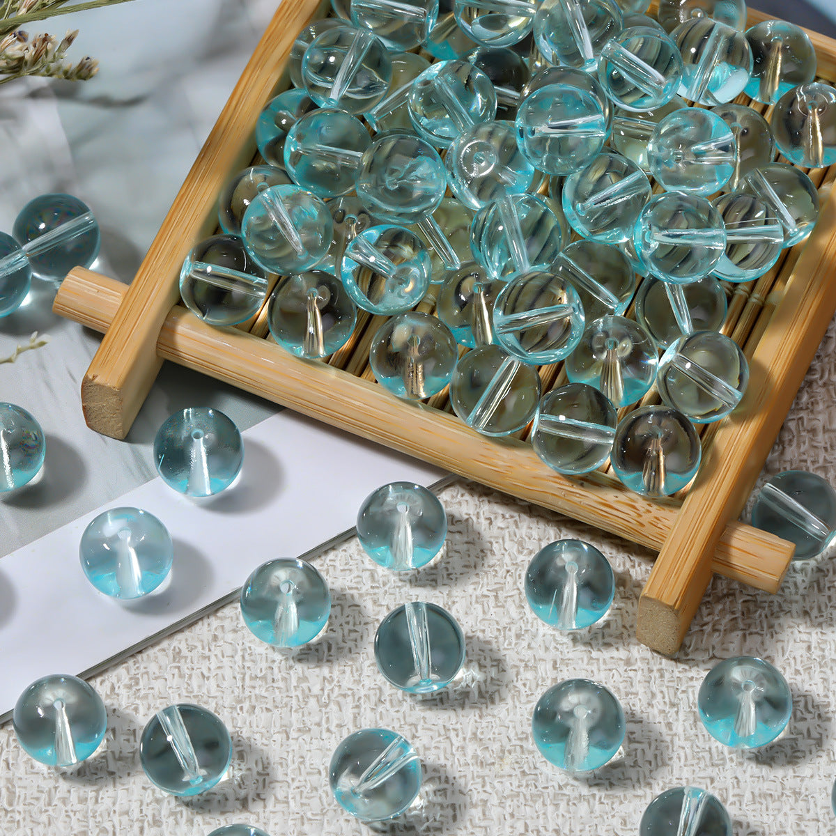 Colorful Transparent Glass Beads Ice Clear Round Loose Beads For DIY Jewelry Accessories Bracelet Material Sweet Style Painted Ball