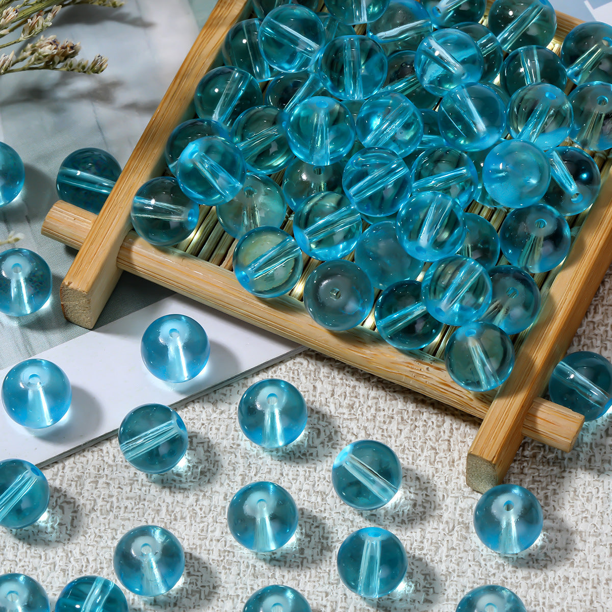 Colorful Transparent Glass Beads Ice Clear Round Loose Beads For DIY Jewelry Accessories Bracelet Material Sweet Style Painted Ball