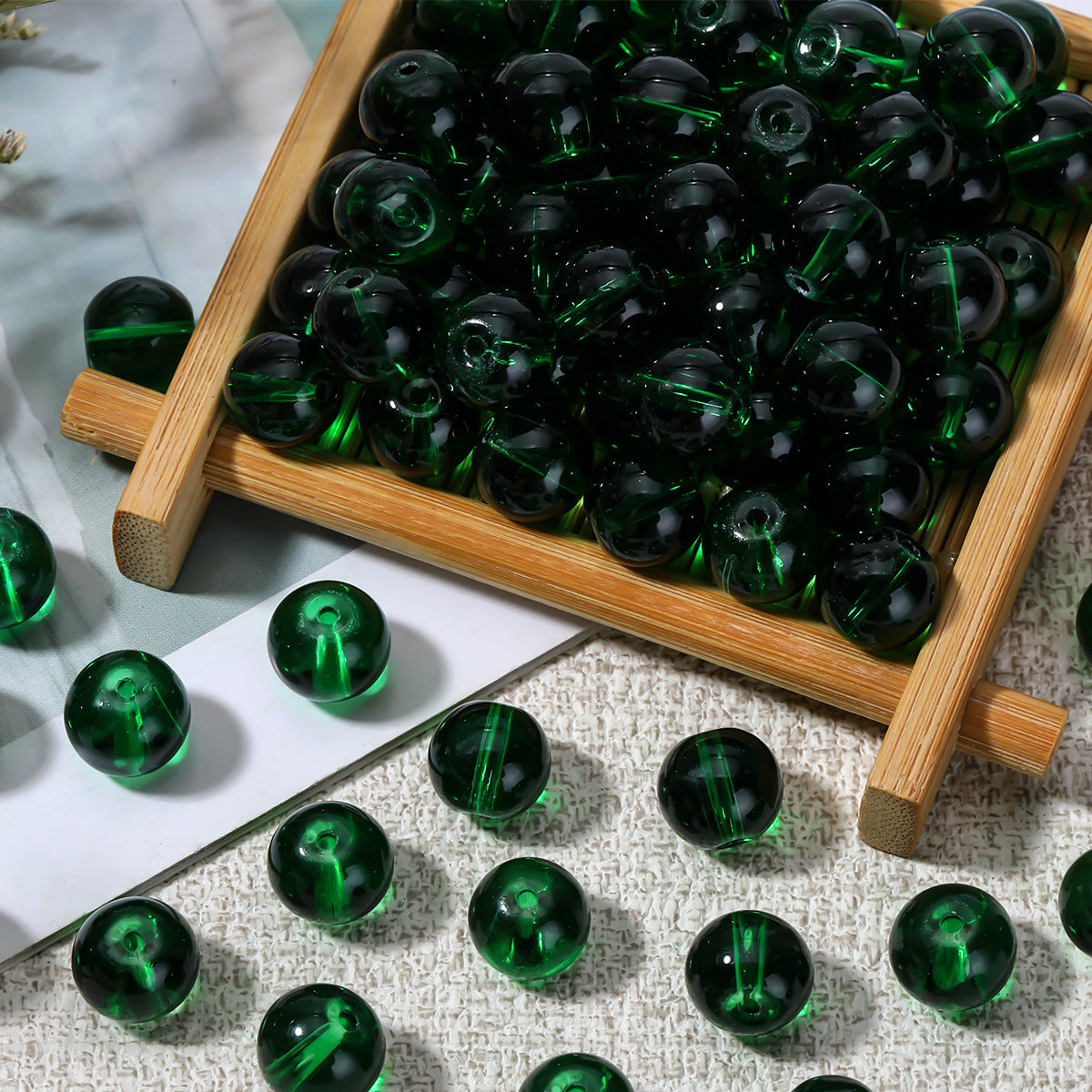 Colorful Transparent Glass Beads Ice Clear Round Loose Beads For DIY Jewelry Accessories Bracelet Material Sweet Style Painted Ball