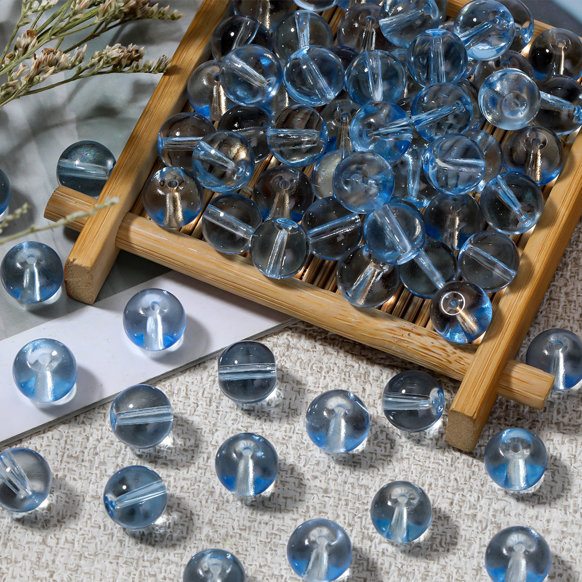 Colorful Transparent Glass Beads Ice Clear Round Loose Beads For DIY Jewelry Accessories Bracelet Material Sweet Style Painted Ball