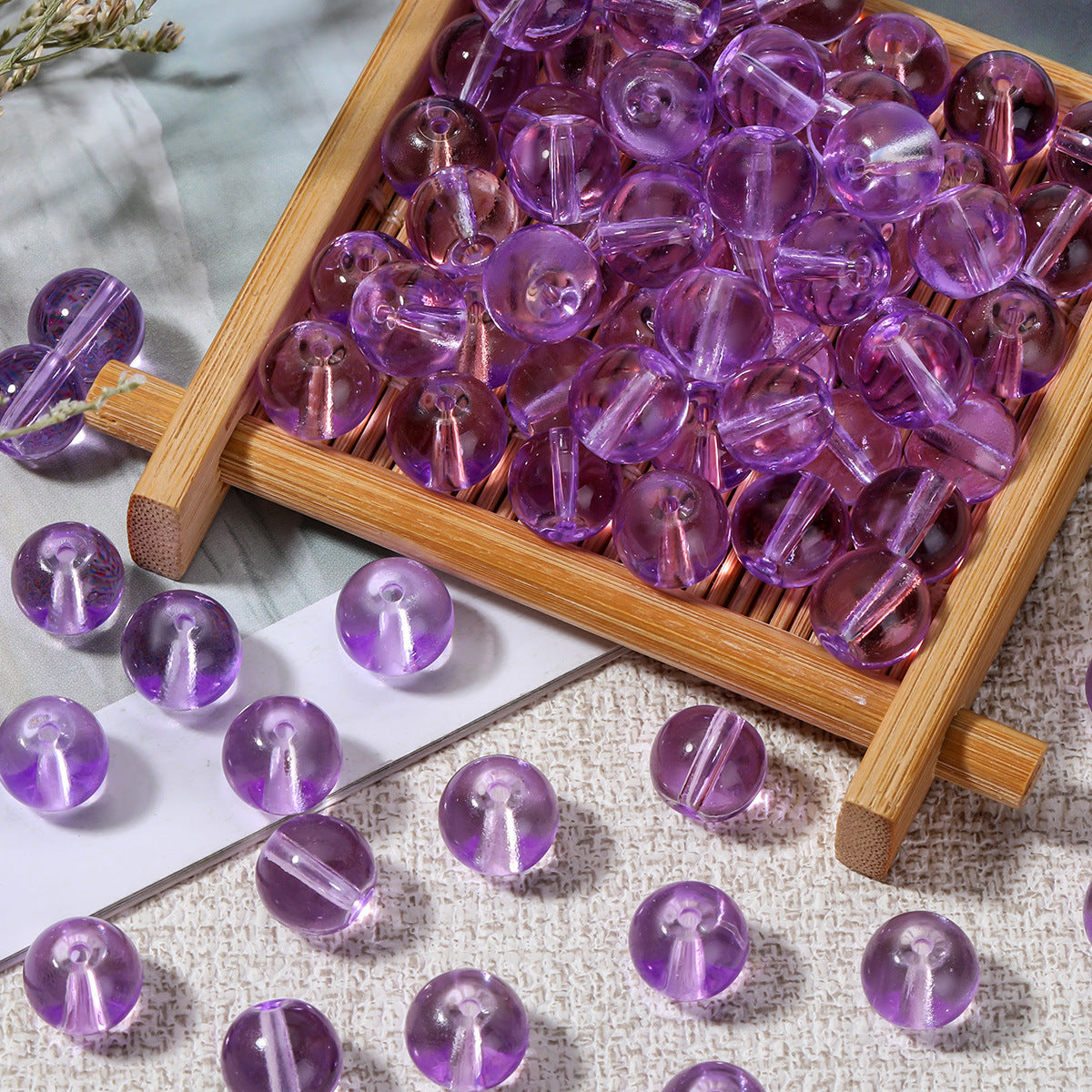Colorful Transparent Glass Beads Ice Clear Round Loose Beads For DIY Jewelry Accessories Bracelet Material Sweet Style Painted Ball