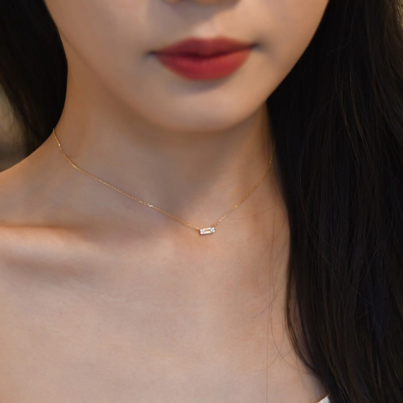 Sweet Necklace Featuring 14K Real Gold Plated Cable Chain With 925 Sterling Silver Pendant Inlaid With Crystal