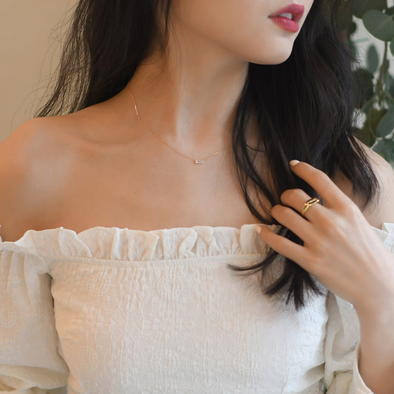 Sweet Necklace Featuring 14K Real Gold Plated Cable Chain With 925 Sterling Silver Pendant Inlaid With Crystal