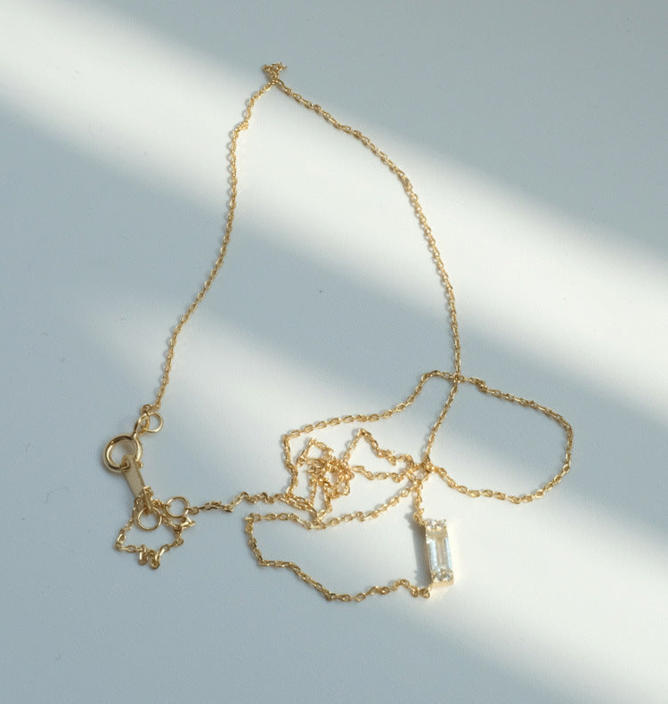 Sweet Necklace Featuring 14K Real Gold Plated Cable Chain With 925 Sterling Silver Pendant Inlaid With Crystal