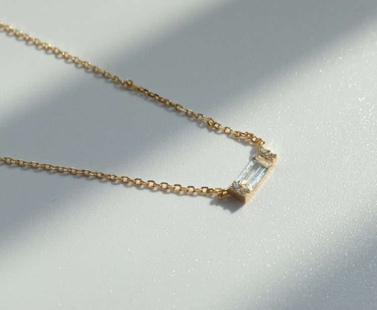 Sweet Necklace Featuring 14K Real Gold Plated Cable Chain With 925 Sterling Silver Pendant Inlaid With Crystal