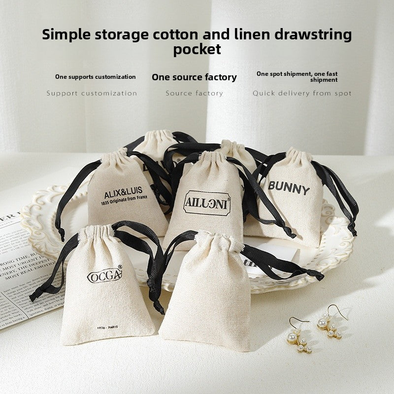 Customized Cotton Jewelry Packaging Bags With Drawstring Closure For Elegant Storage