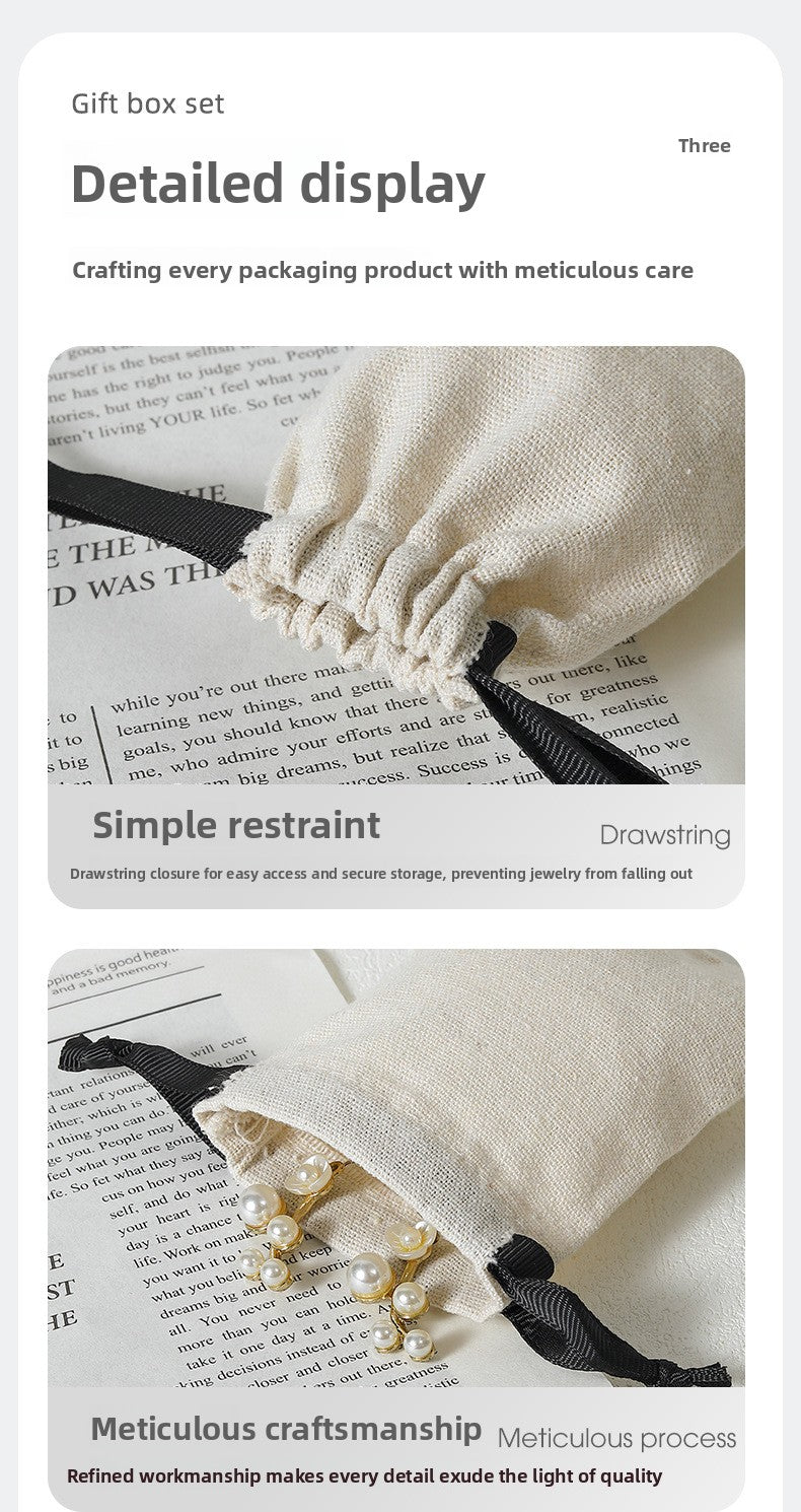 Customized Cotton Jewelry Packaging Bags With Drawstring Closure For Elegant Storage