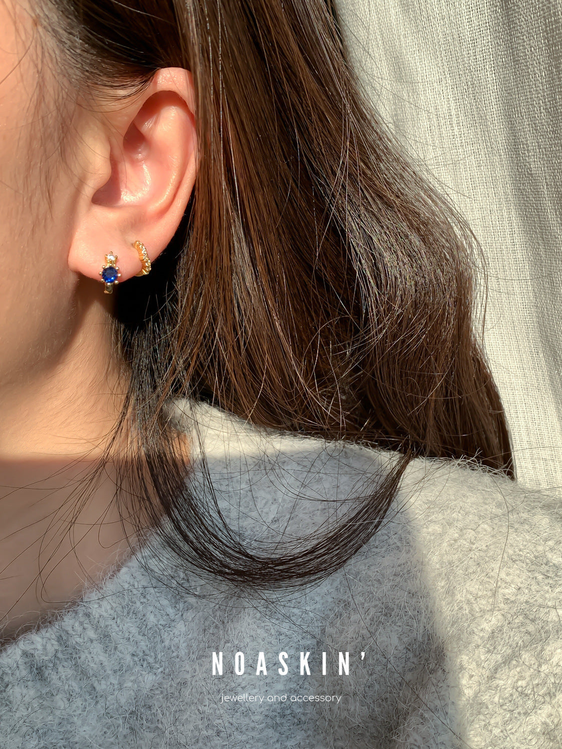 Geometric Hoop Earrings For Women In 925 Sterling Silver With 18K Gold Electroplated Finish