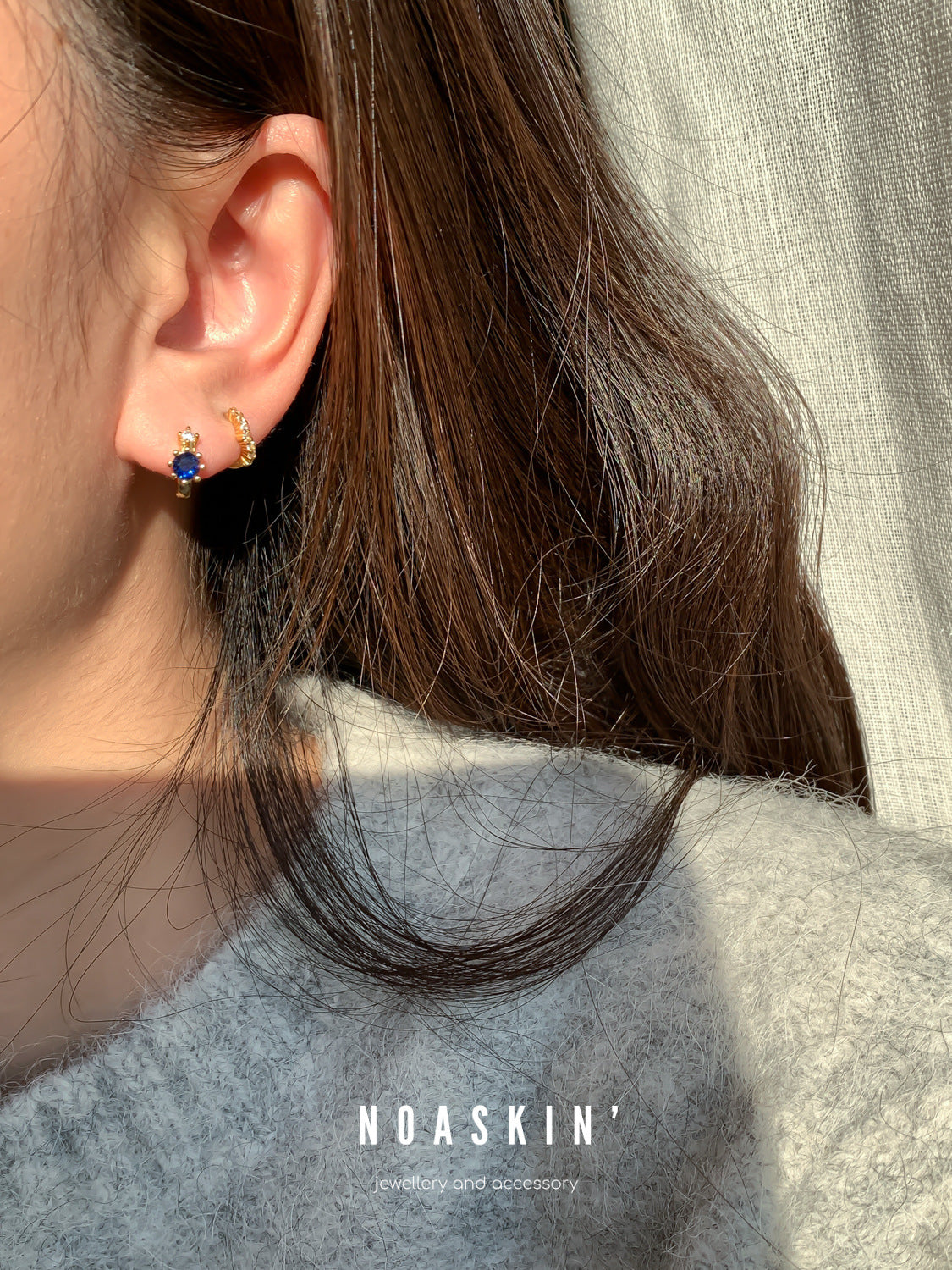 Geometric Hoop Earrings For Women In 925 Sterling Silver With 18K Gold Electroplated Finish