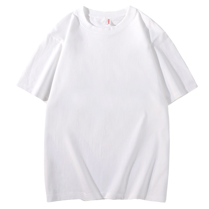 Men's Casual White Pullover T-Shirt In Solid Color, Knitted Cotton Fabric Over 90% For Comfortable Wear