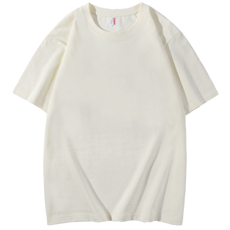 Men's Casual White Pullover T-Shirt In Solid Color, Knitted Cotton Fabric Over 90% For Comfortable Wear