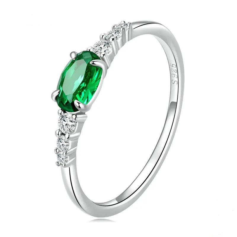 Geometric 925 Sterling Silver Women’s Ring With Purple Zircon, Featuring Electroplated Finish