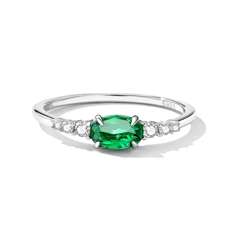 Geometric 925 Sterling Silver Women’s Ring With Purple Zircon, Featuring Electroplated Finish