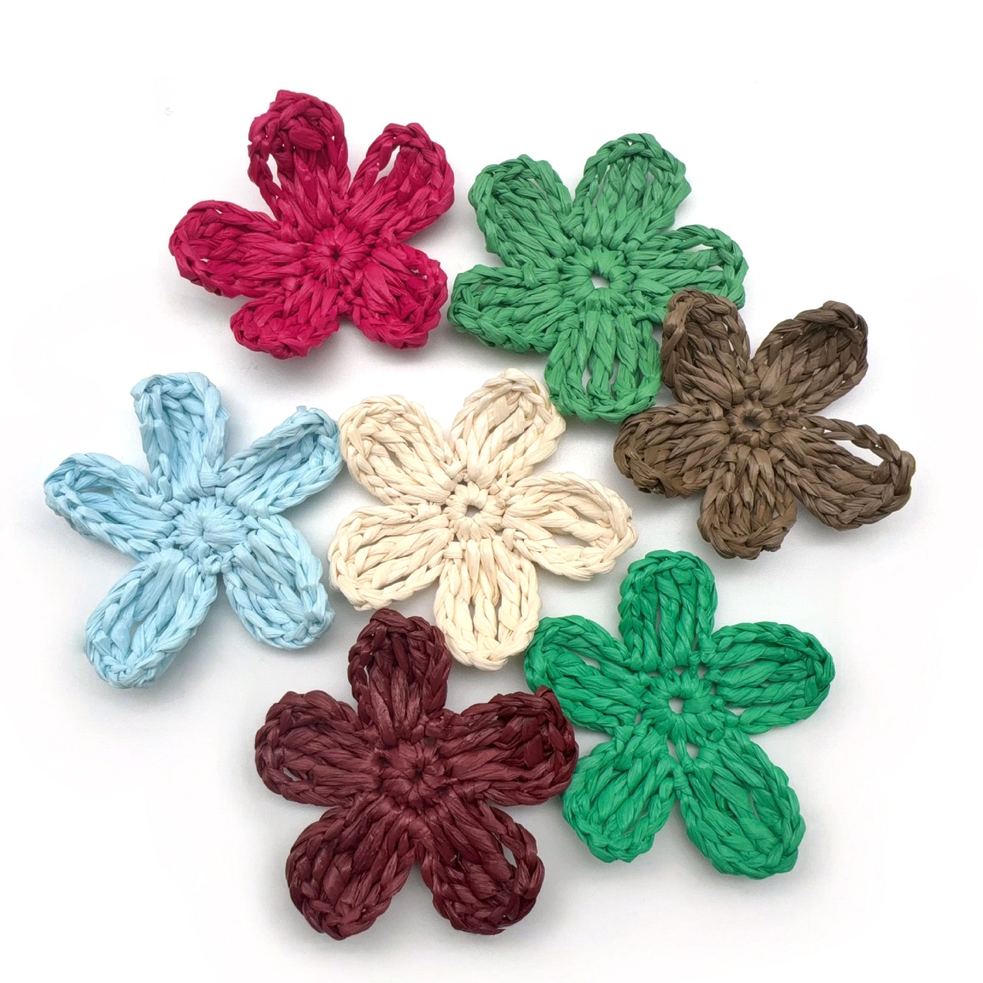 Original Design Knitted Raffia Flowers Jewelry Accessories In Rose Red