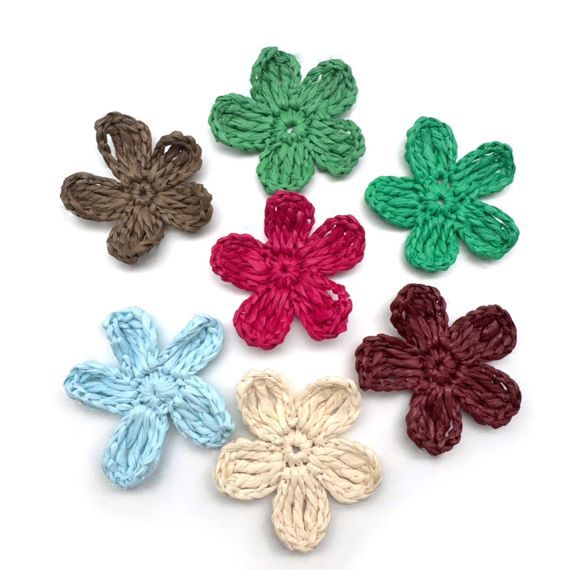 Original Design Knitted Raffia Flowers Jewelry Accessories In Rose Red