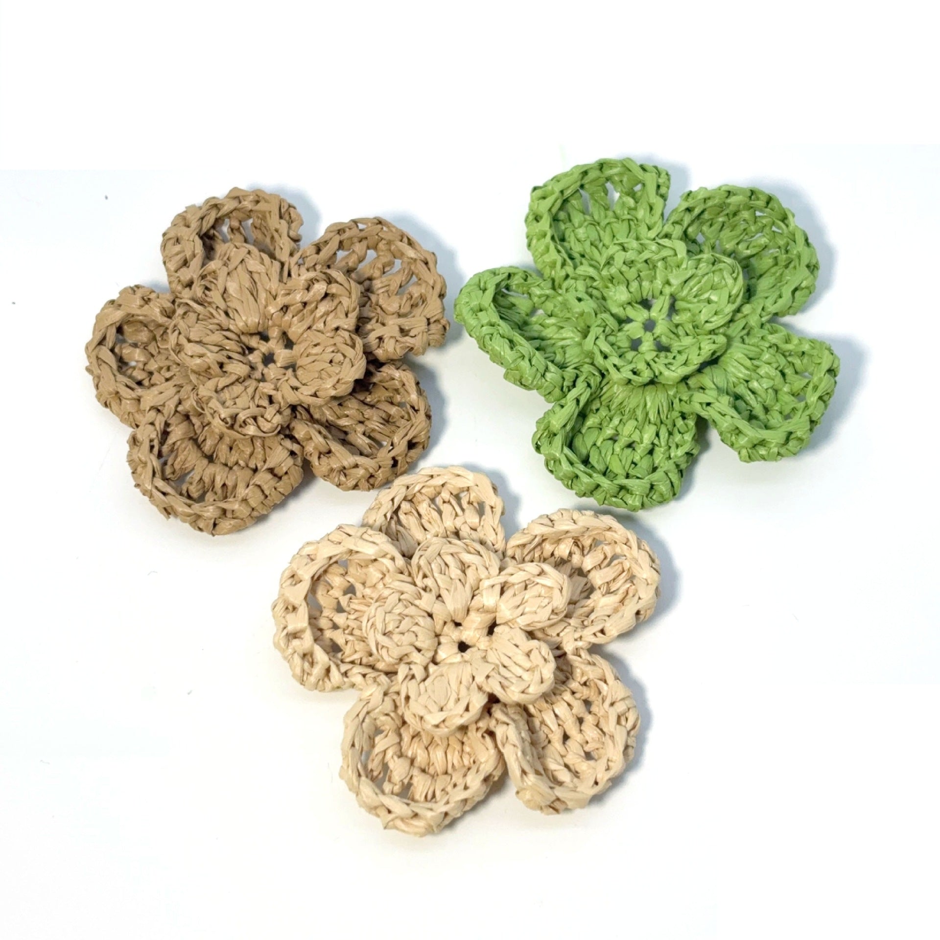 Knitted Raffia Flowers Jewelry Accessories In Green, Featuring Commute Style