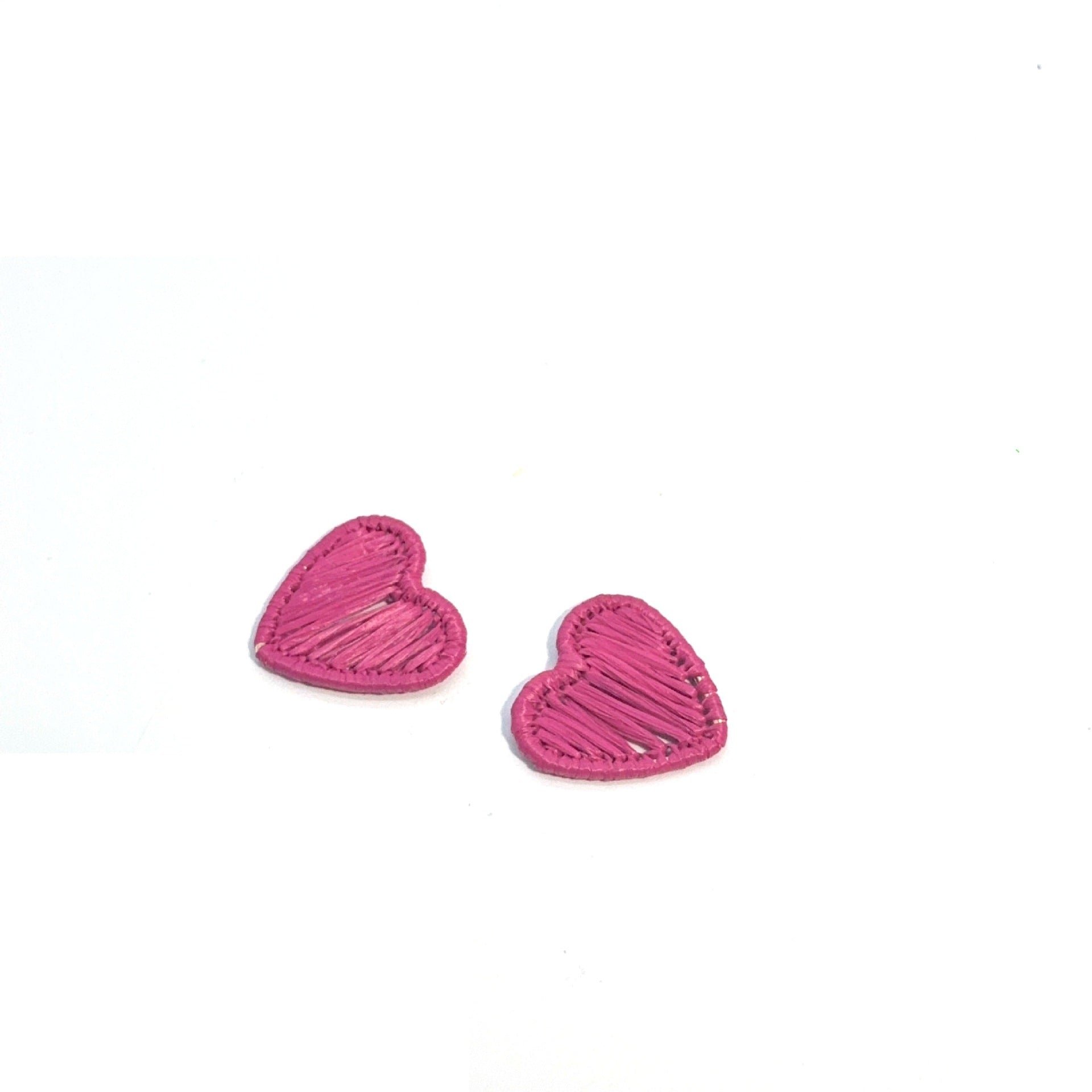 Heart Shape Raffia Knitting Jewelry Accessory In Rose Red With Dyed Modern Style