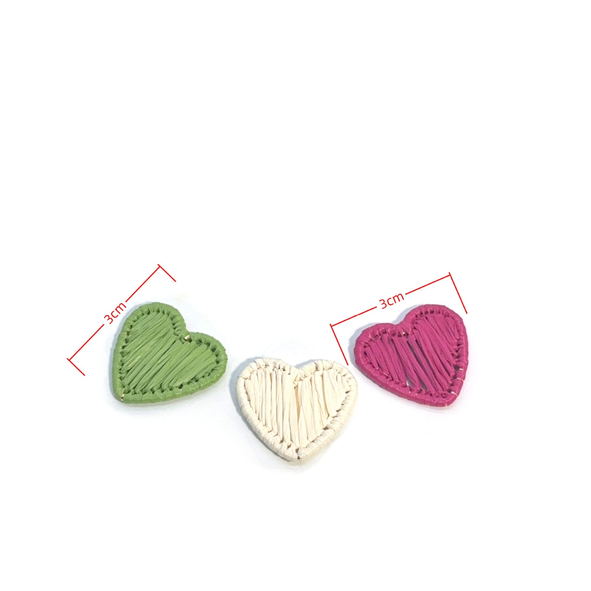 Heart Shape Raffia Knitting Jewelry Accessory In Rose Red With Dyed Modern Style