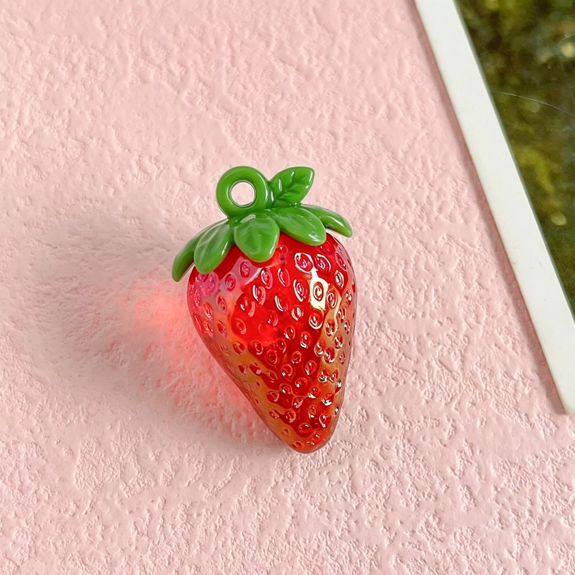 Luminous Resin Strawberry Jewelry Accessories In Pastoral Style With Eye-Catching Glow