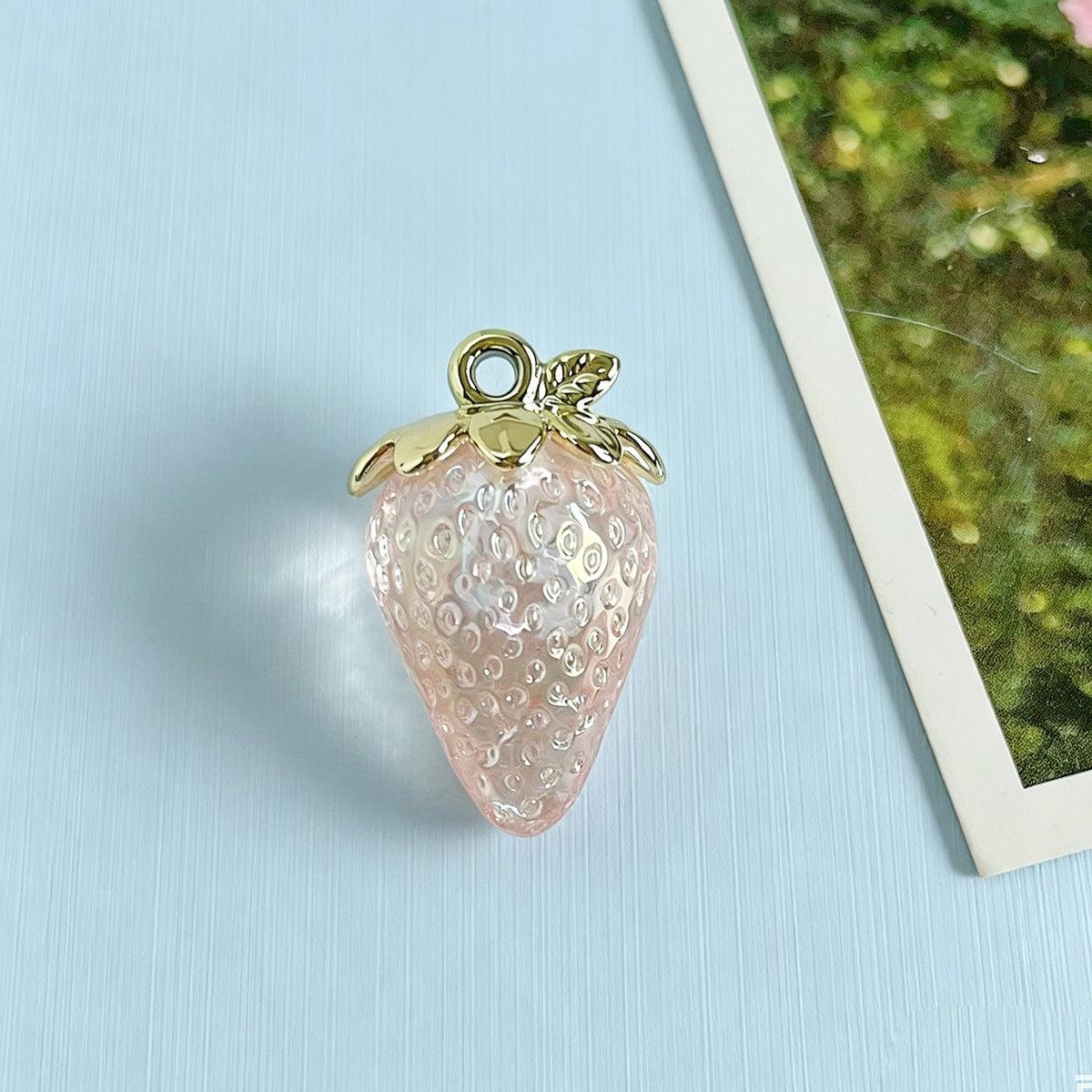 Luminous Resin Strawberry Jewelry Accessories In Pastoral Style With Eye-Catching Glow