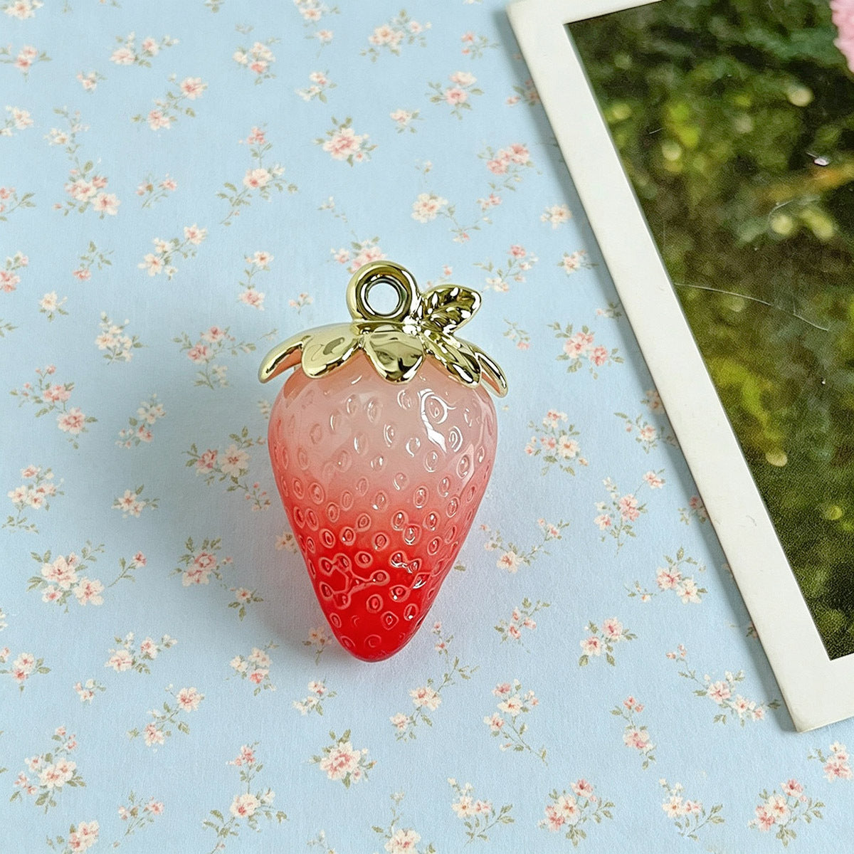 Luminous Resin Strawberry Jewelry Accessories In Pastoral Style With Eye-Catching Glow