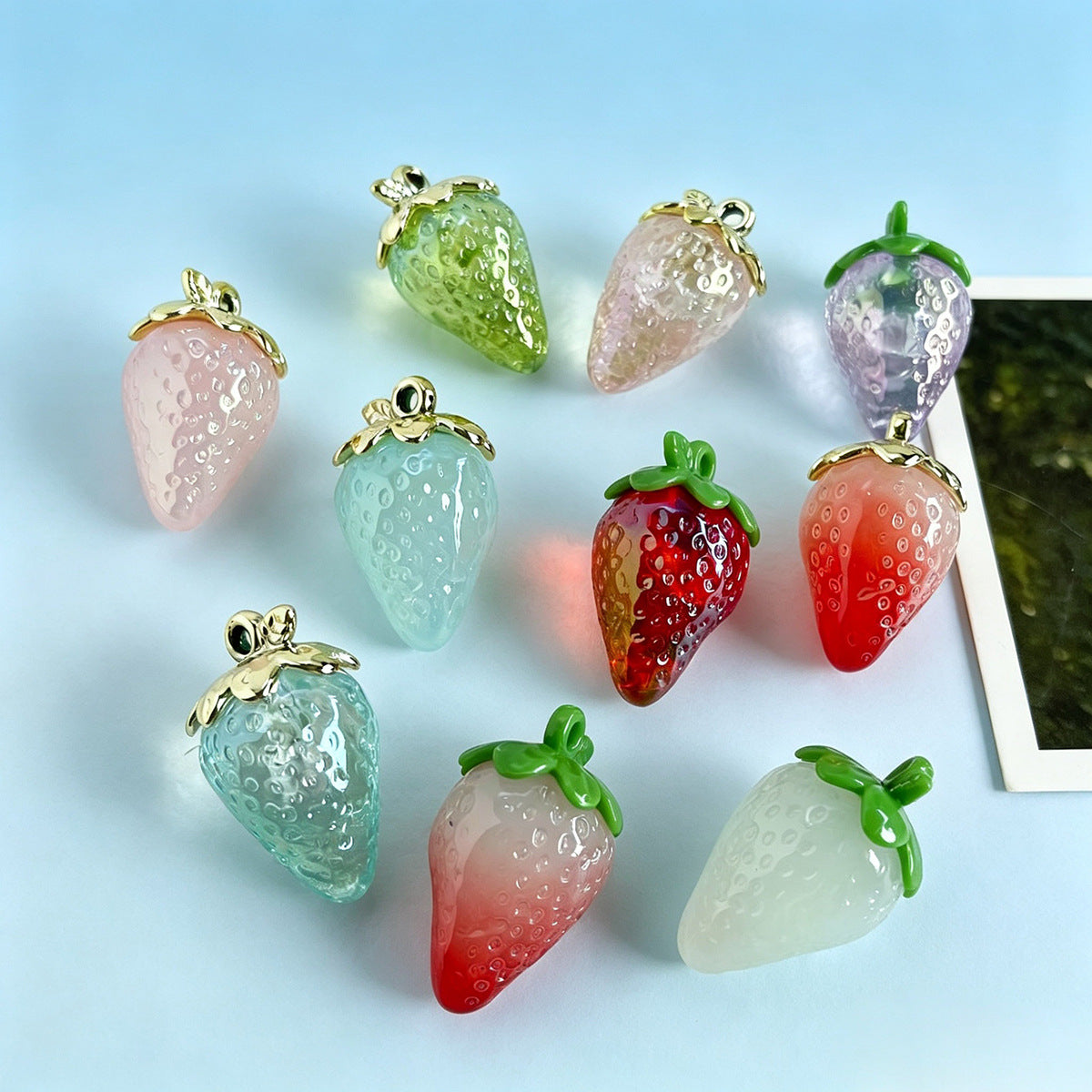 Luminous Resin Strawberry Jewelry Accessories In Pastoral Style With Eye-Catching Glow