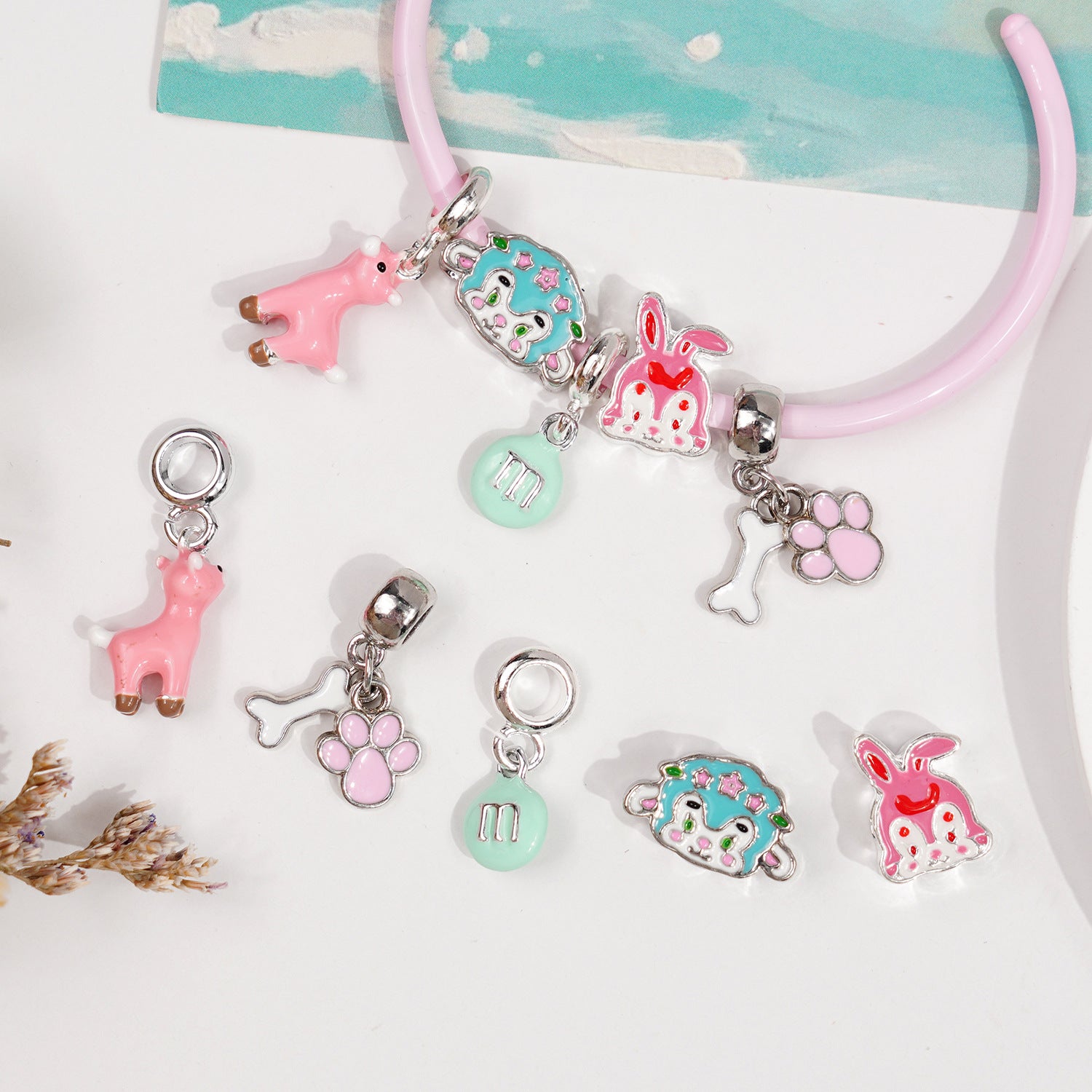 Alpaca Pendant In Alloy With Enamel Craftsmanship, 1 PCS Package, Cartoon Style Jewelry Accessory
